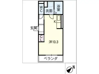 AMNOS今池 B棟(ワンルーム/3階)の間取り写真