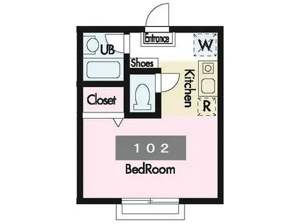 シーサイド高砂(ワンルーム/1階)の間取り写真