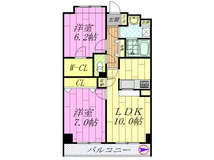 ベイシティ葛西2(2LDK/1階)の間取り写真