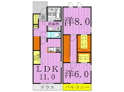 グランディールカシワタナカ F棟(2LDK/1階)の間取り写真