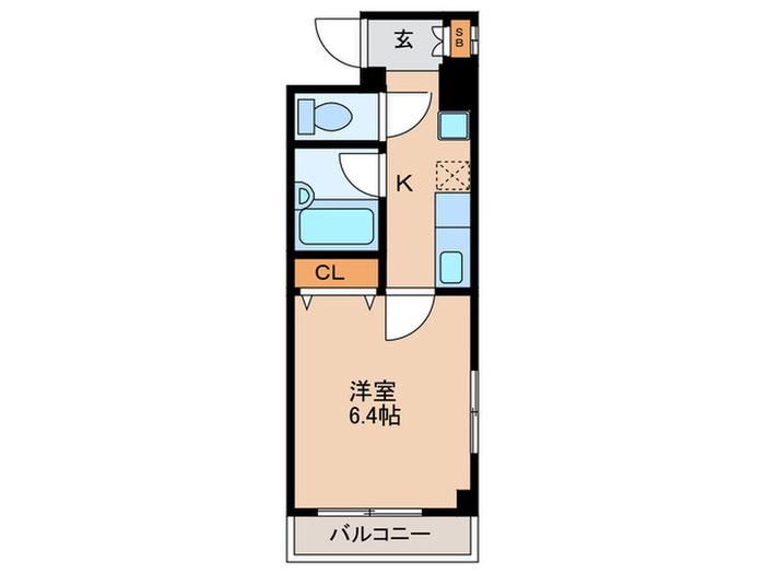 パークサイド見次(1K/1階)の間取り写真