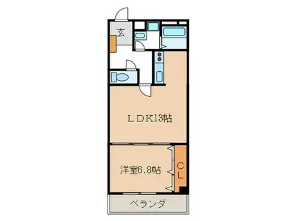 アクアフォレスト(1LDK/2階)の間取り写真