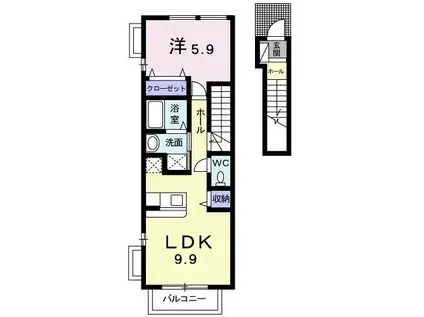 エスポワール・T(1LDK/2階)の間取り写真