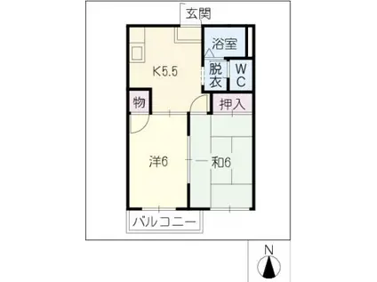 ドミールふかだA棟(2K/1階)の間取り写真