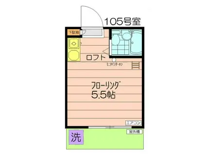 ボヌール分倍河原(ワンルーム/1階)の間取り写真