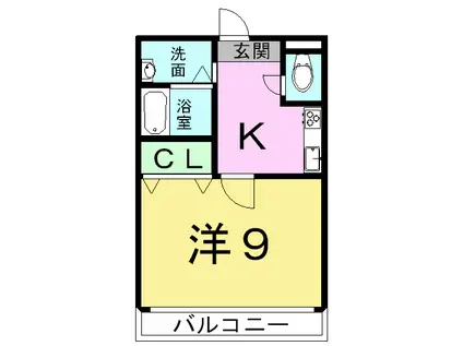 クィーンズマンション光の森(1K/2階)の間取り写真