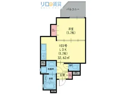 クリエオーレ淡路I(1LDK/3階)の間取り写真