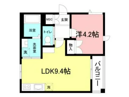 プリムヴェール(1DK/3階)の間取り写真