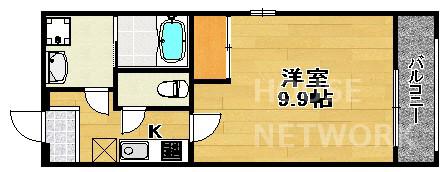 SUNRISE出町(1K/2階)の間取り写真