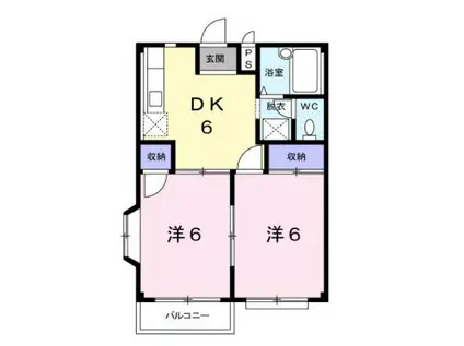 エルディム賞田(2DK/2階)の間取り写真