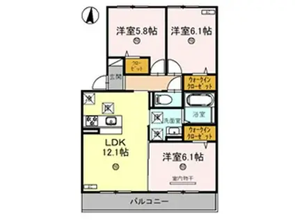 TORISHIA友井(3LDK/2階)の間取り写真