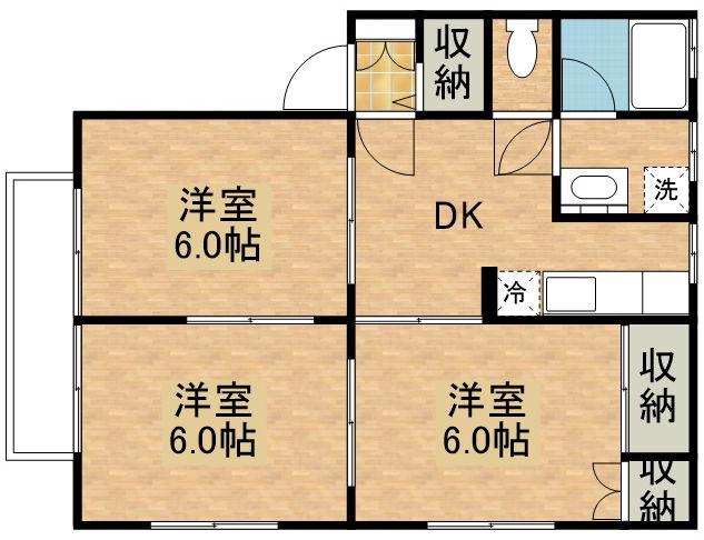 サンイーストコーポB(3DK/1階)の間取り写真