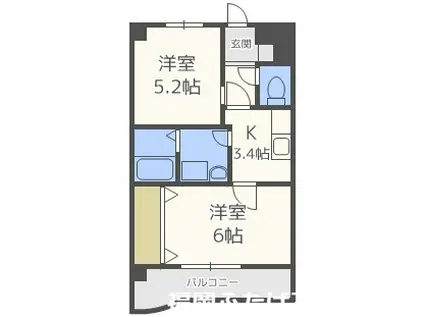 プラシード カーサ(2K/7階)の間取り写真