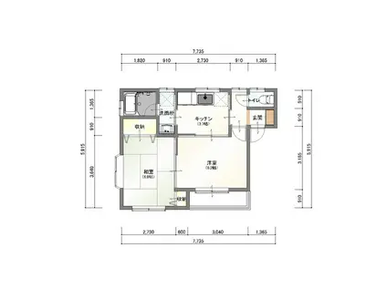 フォーシーズン(2DK/2階)の間取り写真