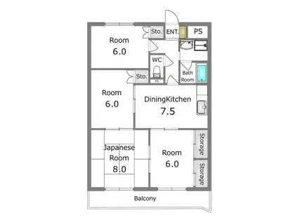 メゾンドベル5(4DK/4階)の間取り写真