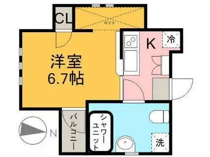 Aレガート吉野町(1K/2階)の間取り写真