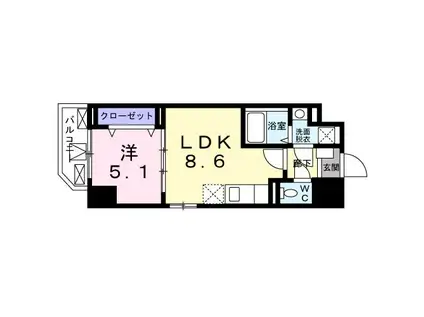 ヴィラ フェリシア 小台橋(1LDK/6階)の間取り写真