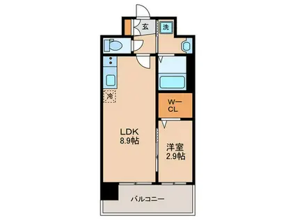 ソルテラス京都JUJO華(1LDK/3階)の間取り写真
