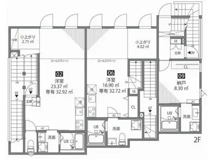 グランエッグス用賀(1LDK/2階)の間取り写真