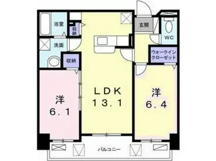 ミカーレ・トーゲン(2LDK/7階)の間取り写真