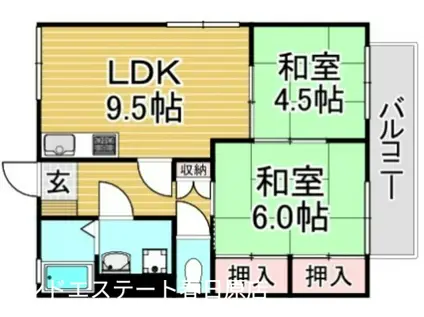 アミ春日原(2LDK/2階)の間取り写真