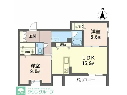 リラ グリシーヌ(2LDK/2階)の間取り写真