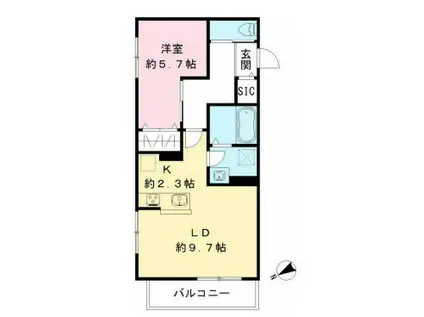 ルリエ目黒中央町(1LDK/2階)の間取り写真