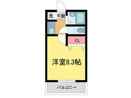 ピュア河原(1K/2階)の間取り写真