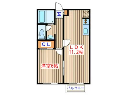 フラットヒル(1LDK/1階)の間取り写真