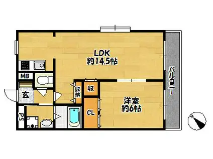サウスヒルズ(1LDK/2階)の間取り写真