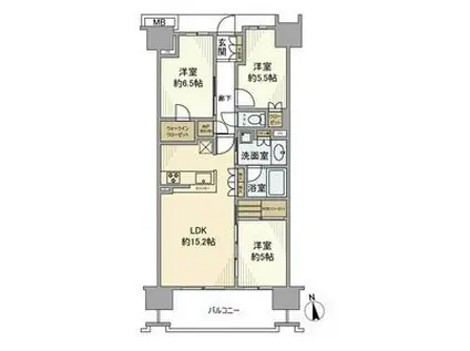 ドレッセ横浜十日市場サニーテラス(3LDK/13階)の間取り写真