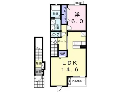 ハーモニー 島原(1LDK/2階)の間取り写真
