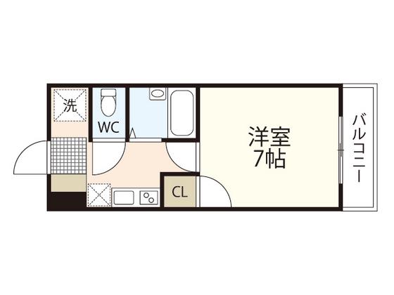 Mエスタシオン(1K/1階)の間取り写真
