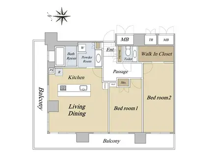 ローレルタワー梅田(2LDK/32階)の間取り写真