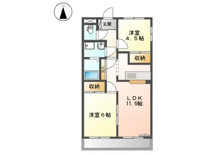 ハイツスイートドリームA(2LDK/2階)の間取り写真