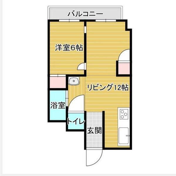 クイーンハイツ久宝寺(1LDK/1階)の間取り写真