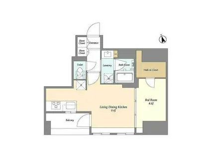 モディア銀座イースト(1LDK/3階)の間取り写真