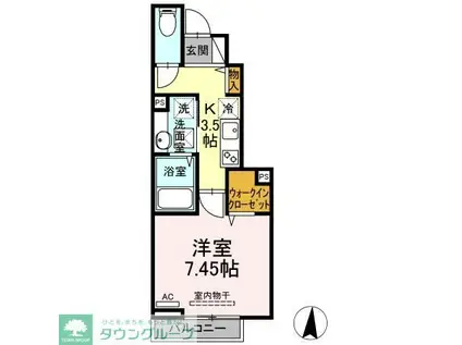 アンジュール氷川台(1K/1階)の間取り写真