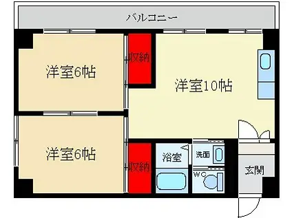 ハイクレスト光善寺(2LDK/1階)の間取り写真