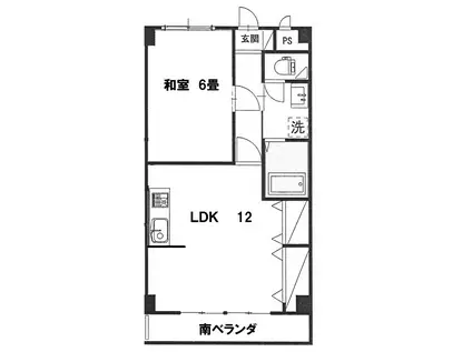 重信マンション(1LDK/5階)の間取り写真