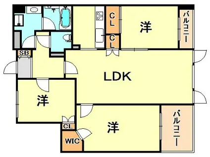 シティハウス芦屋大原町(3LDK/3階)の間取り写真