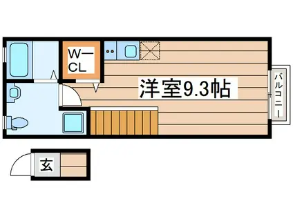 クオーレ八軒小路 ウエスト(ワンルーム/2階)の間取り写真
