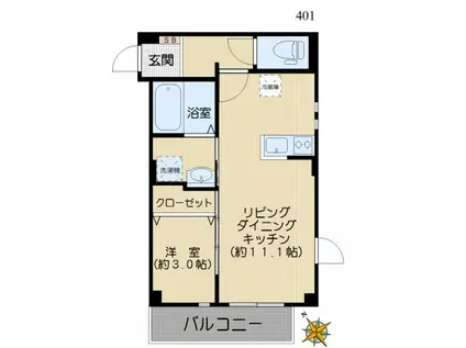 都営三田線 千石駅 徒歩4分 4階建 築12年(1LDK/4階)の間取り写真