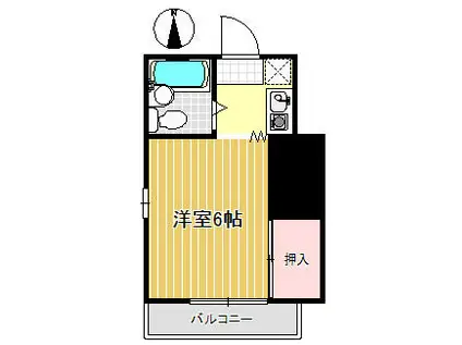 カレッジハウスII(ワンルーム/1階)の間取り写真