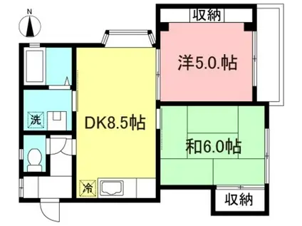 ハイムさつき(2DK/2階)の間取り写真