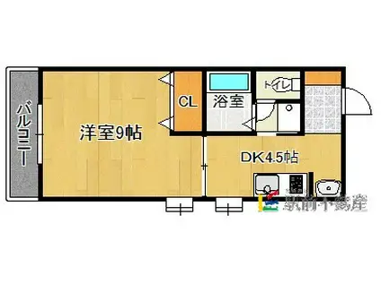 アネックスII(1DK/4階)の間取り写真