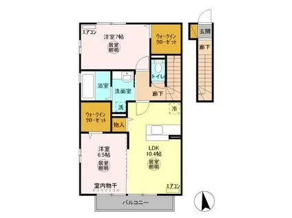 ピースオーシャン(2LDK/2階)の間取り写真