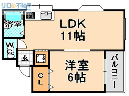 エスポワール野間(1LDK/1階)の間取り写真