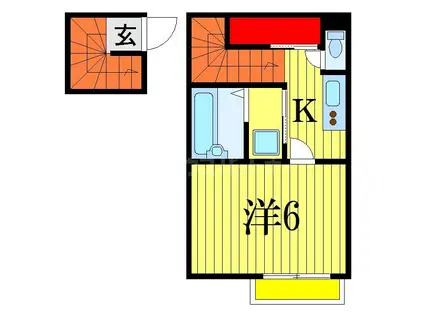 プレヴェール(1K/2階)の間取り写真