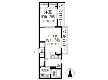 シグマハウス(1LDK/2階)の間取り写真